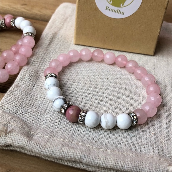 💗 Rose quartz with white howlite natural stones - Picture 4 of 17